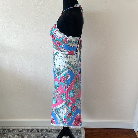 VINTAGE Y2K FLORAL HANDKERCHIEF DRESS SIZE SMALL - Picture 3 of 8